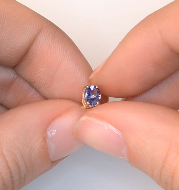 Tanzanite 5 x 4mm 9K Yellow Gold Earrings